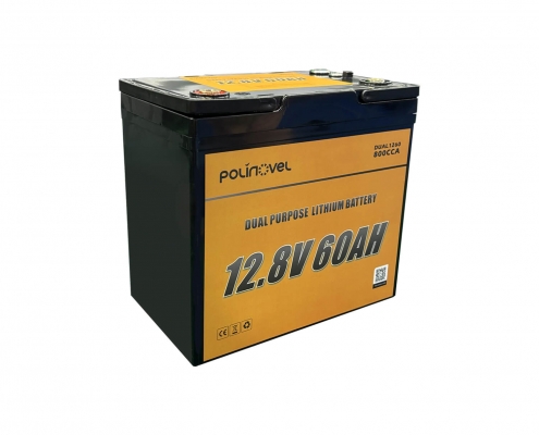 Polinovel 12V 60Ah Dual Purpose Lithium Battery with M8 Terminals